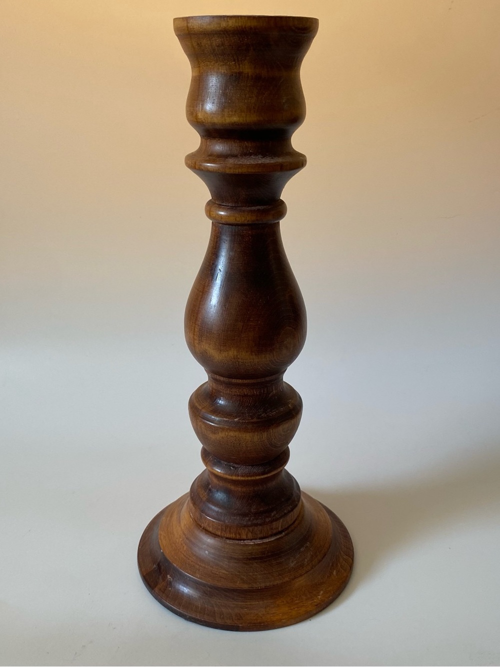 Baribocraft Single Wood Turned Candle Holder - Brown
